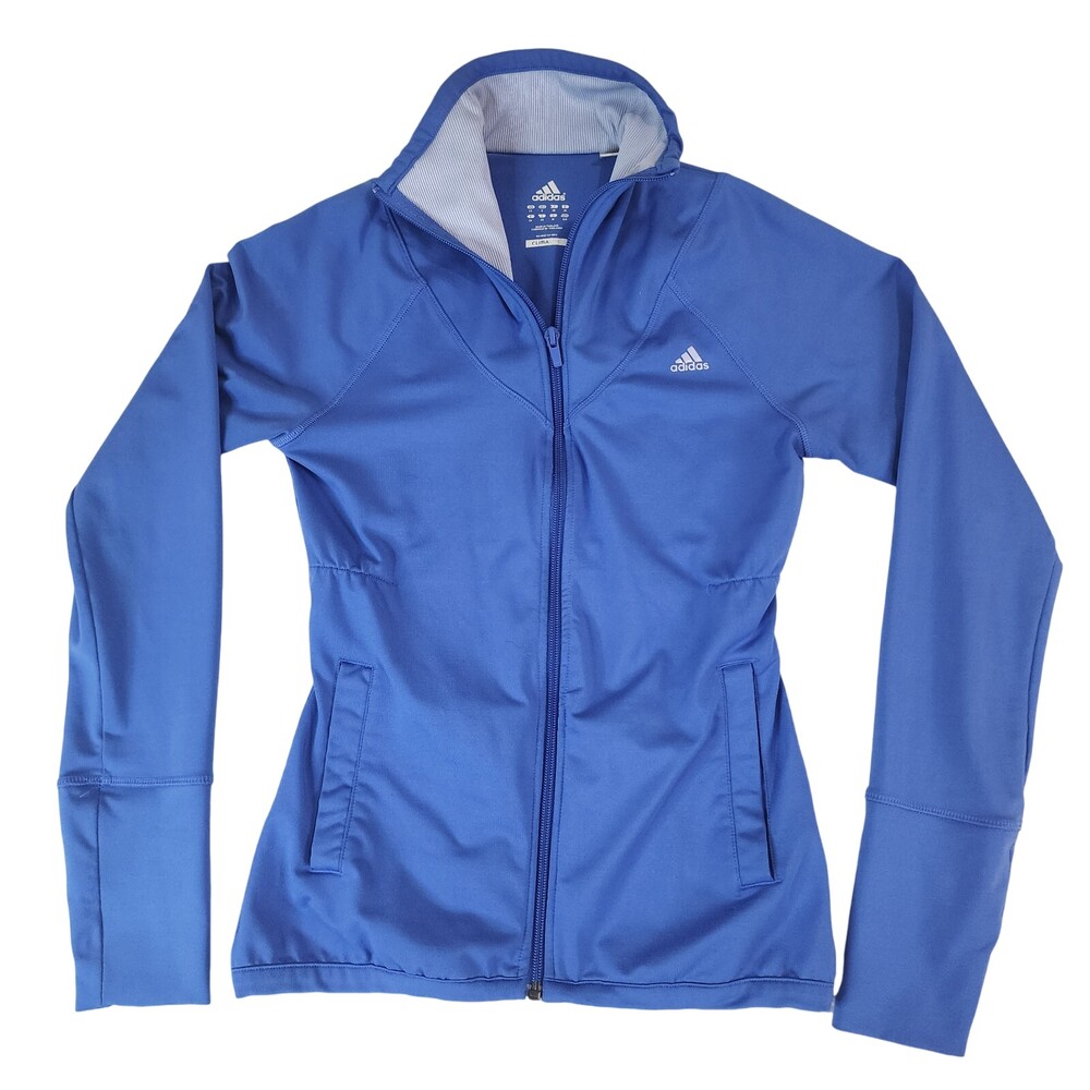 Adidas Womens Climalite Track Jacket S Blue Athletic Running & Tracking #1828